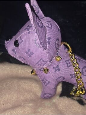 Lilac Monogram Dog Charm with Gold Hardware Fashion